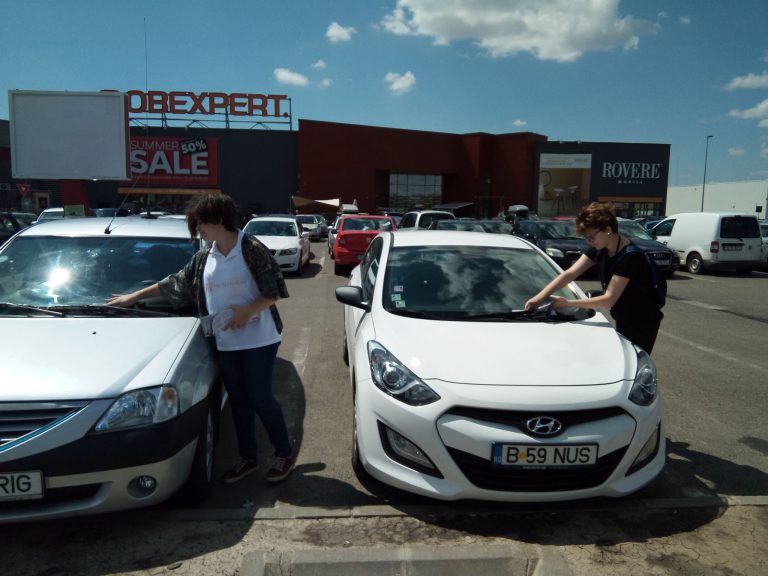 Voluntarii Worldstreet au distribuit flyere în parcările supermarketurilor :)